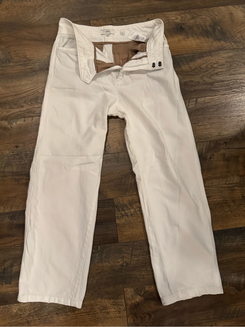 Vince Tailored White Hook-Closure Trousers